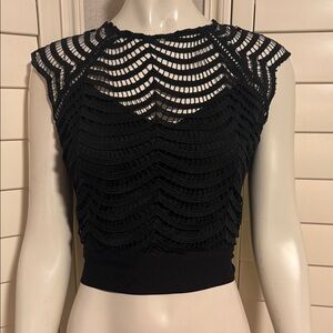 Charlotte Russe Lace Mesh Crop Top - Black
